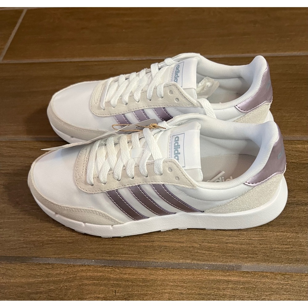 Adidas Run 60s 2.0 Womens Sneakers White Metallic Purple GX1713 Size 7 NEW - Picture 2 of 7